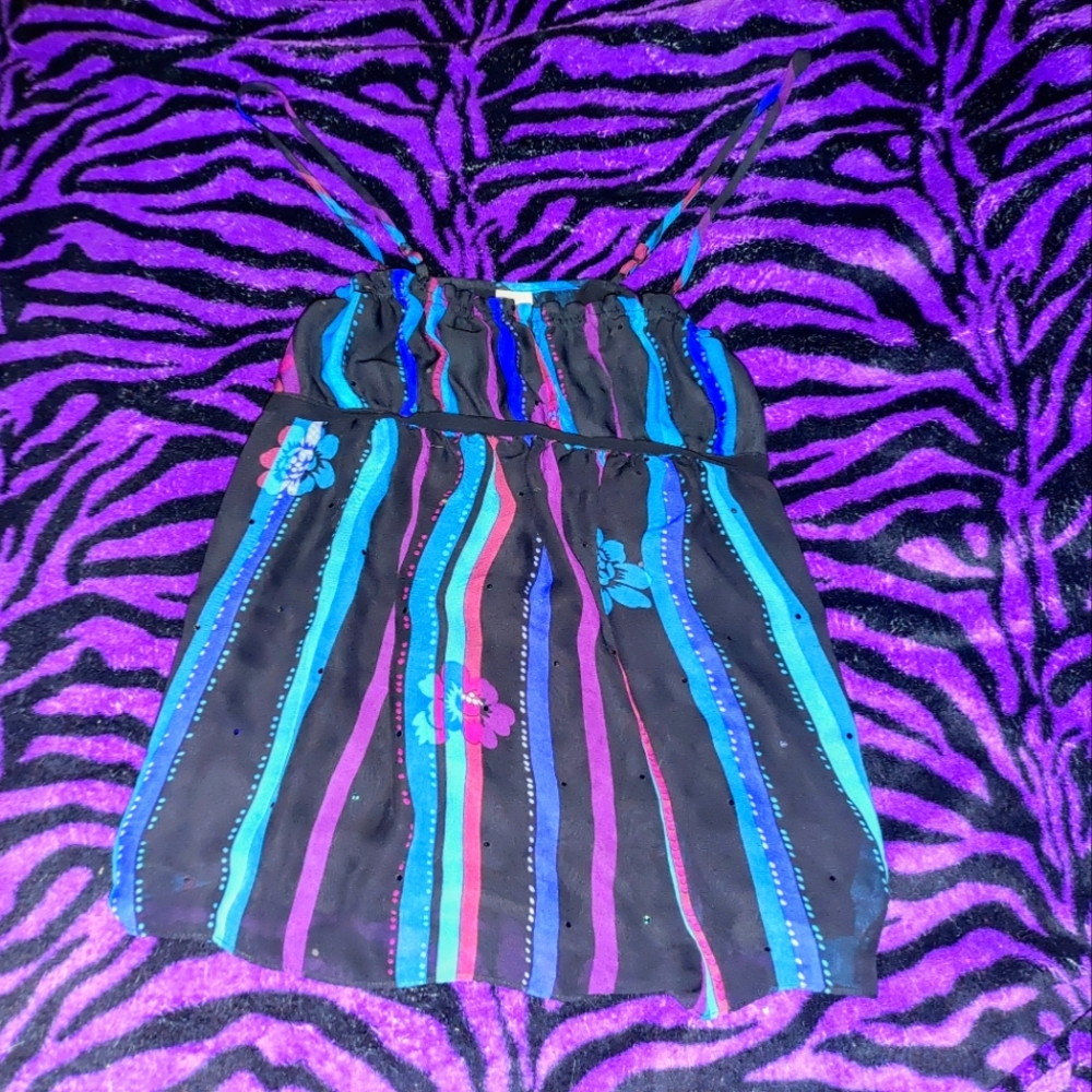 Spaghetti strap tank top stripes Small